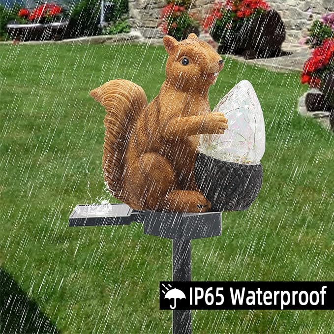 Upgraded Solar Garden Lights, Outdoor Decor - Solar Squirrel Stake Lights, Colorful LED, IP65 Waterproof, for Yard, Patio, Garden, Lawn Decoration