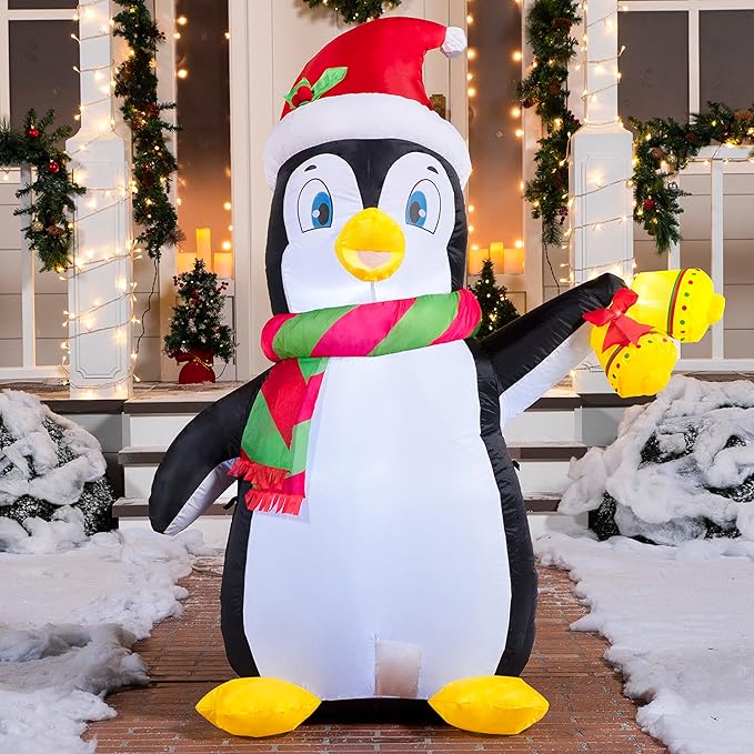 Joiedomi 5 FT Christmas Inflatable Penguin Decoration, Blow Up Yard Decoration Holiday Life-Size with Built-in LEDs for Christmas Party Indoor, Outdoor, Yard, Garden, Lawn Décor