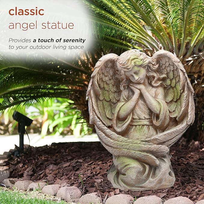 Alpine Corporation 19" Tall Old World Guardian Angel Outdoor Garden Statue