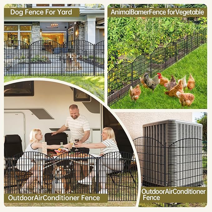16 Panels No Dig Garden Fence with Gate, 32in x 38.6ft Decorative Dog Fence Outdoor for Yard, Tall Animal Barrier Fencing Rustproof Metal Garden Edging Border, Temporary Fencing for Outdoor, Patio