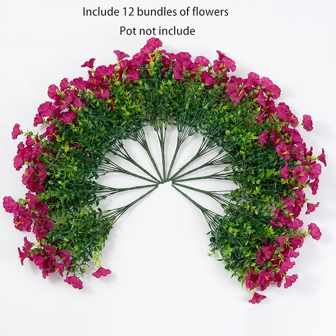 Artificial Flowers for Outdoor Indoor Garden Home Decoration, Faux Flower Daisy with Eucalyptus Leaves Fake Plants Greenery Boxwood Porch Patio, 12 Bundles