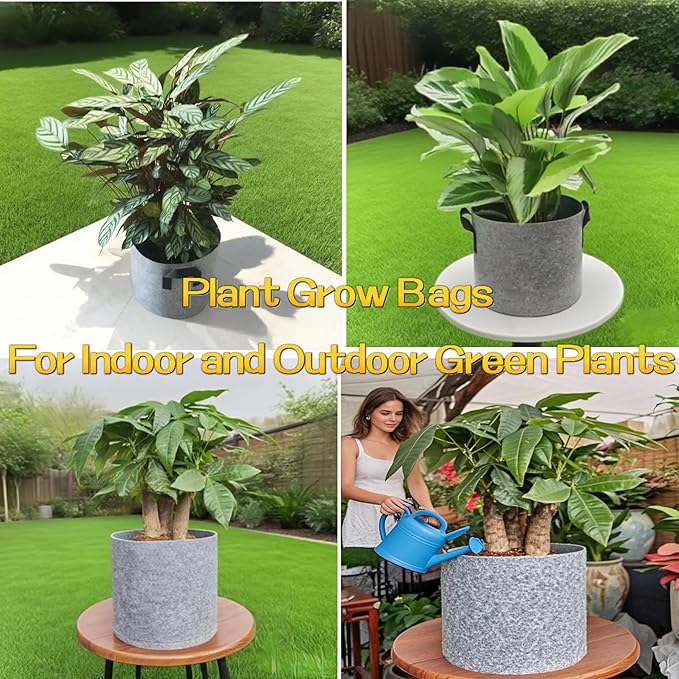 Grow Bags,Gallon Pot,Gallon Grow Bag,Fabric Plant Vegetable Pots with Handles,2-12 Nursery Pot Gallon Grow Bags with 1 Non-Slip Gardening Gloves,5pcs(7 Gallon)