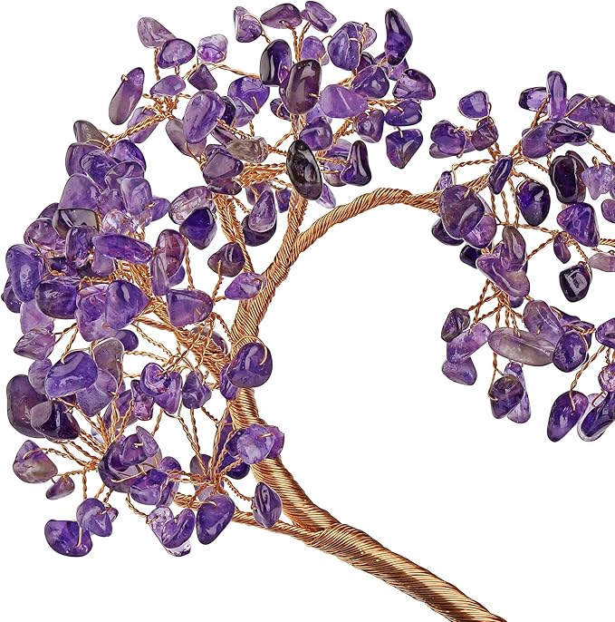Jovivi Amethyst Crystal Heart Money Tree Healing Gemstone Bonsai Tree for Wedding Ceremony Reiki Balancing Energy Meditation Feng Shui Wealth & Good Luck Home Indoor Office Decor 7.87"-8.26"