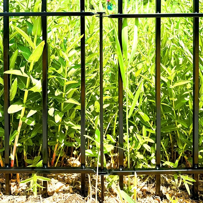 Metal Decorative Garden Fence 24" Wide x 24" High (5 Panels, Total Length 10 feet), Metal Border Folding Fence, Landscape Fencing Dog Fence Pet Fence for Flower Bed, Yard, Animal Barrier