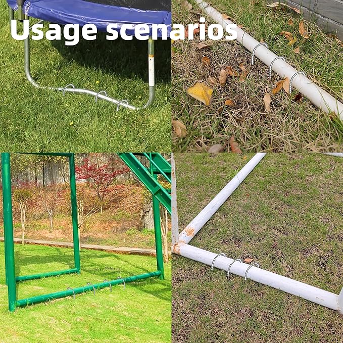 36 Pack Ground Garden Rebar Stakes Rebar 12 Inch Anti-Rust Galvanized Steel J Shape Hook Heavy Duty Ground Anchors for Tents, Position Kits,Fences, and Trampolines Landscape Fabric