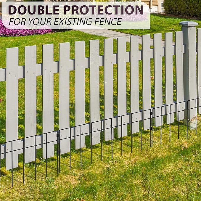 10 Pack - 17"x12" Animal Barrier Fence, 14Ft(L) No Dig Fence for Dogs with Strong Snap Connect, 4 Gauge Black Powder Coated Steel, Dog Rabbits Barrier for Outdoor Landscaped Yard