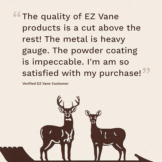EZ Vane Steel Standing Deer Weathervane 21” Height, Includes Metal Deck Mount, Wind Cups & Brackets | Hand-Crafted and Family-Owned, Made in The USA with Triple Powder Coating, Limited