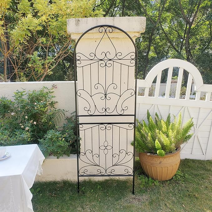 Trellis for Climbing Plants 70.8" H x 24.5" W Metal Iron Outdoor Wall Panel for Vines Flowers Elegant Garden Accent Decorative Structure 1 Pack