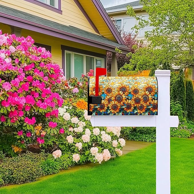 Sunflower Mailbox Covers Magnetic Standard Size Summer Mailbox Cover Fall Vintage Floral Mail Box Covers 21x18 inch Autumn Beautiful Flower Post Letter Box Wraps for Outdoor Garden Decor