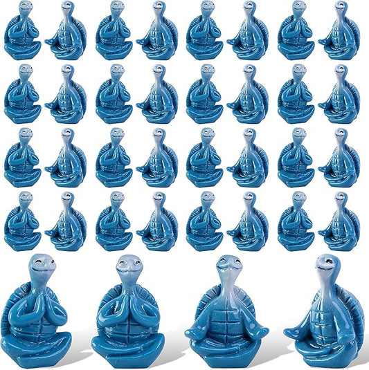 Watayo 24 Pcs Mini Sea Turtle Meditation Yoga Figurines, Miniature Zen Yoga Turtle Resin Statue, Coastal Beach Tiny Meditating Turtles Decor for Home Office Table Garden Decor Gifts DIY Crafts
