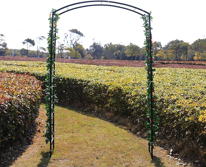 Steel Garden Arch, 7'2" High x 4'7" Wide, Garden Arbor for Various Climbing Plant, Outdoor Garden Lawn Backyard