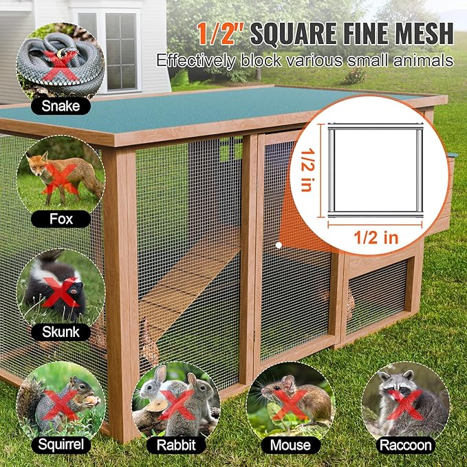 VEVOR Hardware Cloth, 1/2 inch 36in x 100 ft 19 Gauge, Hot Dipped Galvanized Wire Mesh Roll, Chicken Wire Fencing, Wire Mesh for Rabbit Cages, Garden, Small Rodents
