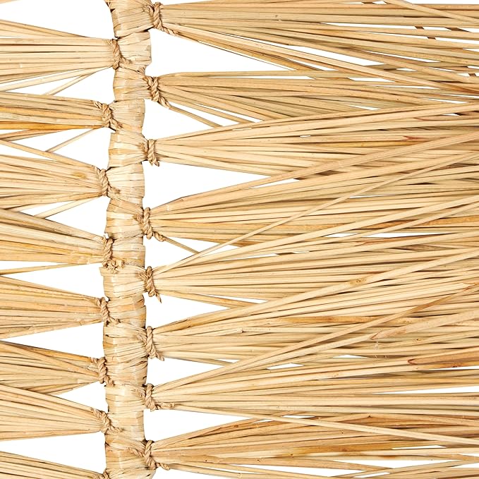 Deco 79 Bamboo Wood Leaf Handmade Home Decor Natural Foliage Tall Palm Leaf Stick Tassel Natural Dried Foliage, Set of 3 Foliage for Decoration 21" W, 79" H, Light Brown