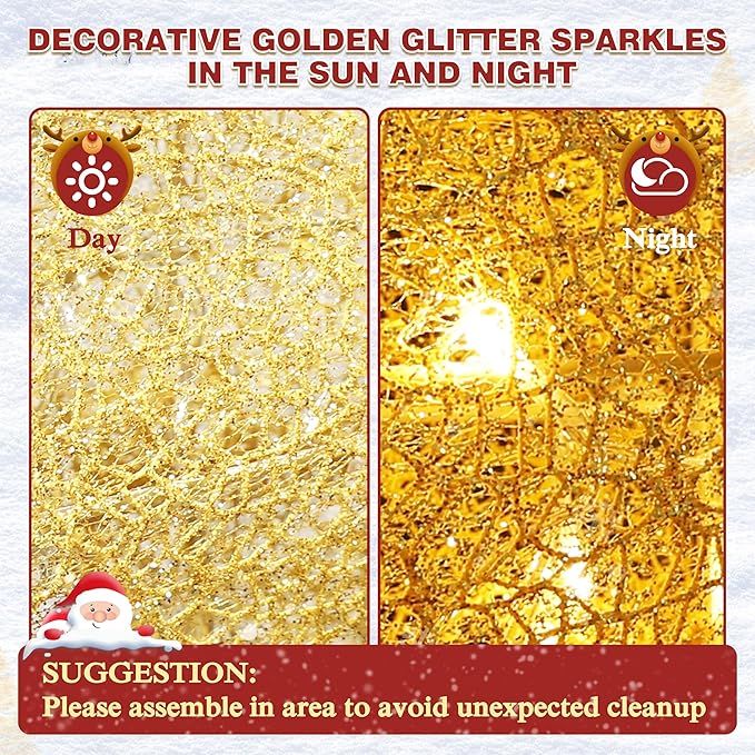 MUPATER Outdoor Christmas Decorations Lighted Deer Family Set Indoor, Christmas Holiday Yard Decor 3-Piece Moose Set for Lawn and Party with Lights, Ground Stakes and Zip Ties, Gold