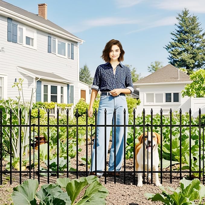 ARIFARO Decorative Metal Garden Fence 24" high x 24" Wide 5 Pack, Animal Barrier for Dog Pet,Border Garden Fencing for Outdoor Patio Lawn Yard Flower Bed