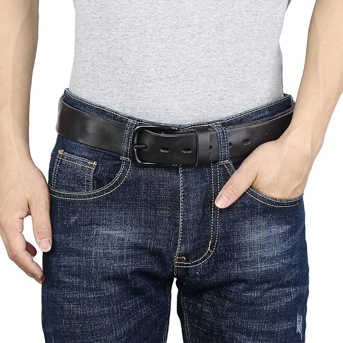 Thicken Full Grain Leather Mens Belt Heavy Duty Mens Work Belt Mens Belt High Hardness Buckle Packed In Gift Box