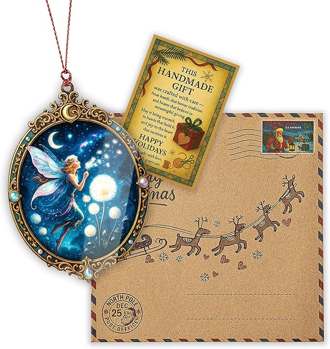 Fairy Ornament – Fantasy Decor Ornament – Magical Gift Ornaments – Enchanted Fairy Card – Christmas Fairies Ornaments – Suncatcher Effect Stained Glass Window – Car Hanging