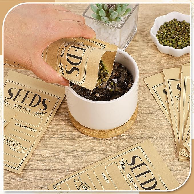 120 Pcs Seed Envelopes Packets Organizer 3.54 X 5.5 Inch Seed Storage Envelopes Resealable with Clear Window Seed Saver Bags for Flower Vegetable Seed Saving