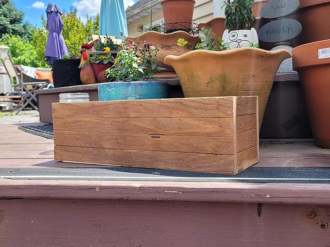 Handmade Cedar Wood Planter Box – Custom Small Indoor Outdoor Window Herb Box with Drainage Hole – Rustic Kitchen, Living Room, or Wedding Decor – Made in USA – Wood Flower or Plant Holder (24")