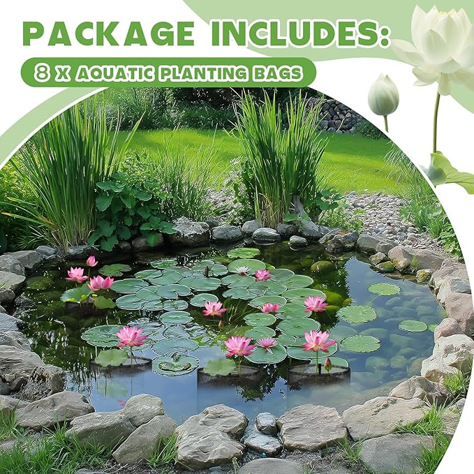14 Pcs Pond Plant Baskets, Square Reusable Aquatic Planting Bags Breathable Mesh Garden Water Plant Pot for Water Lily Gladiolus Bog and Terrestrial Plants (7 Inch)