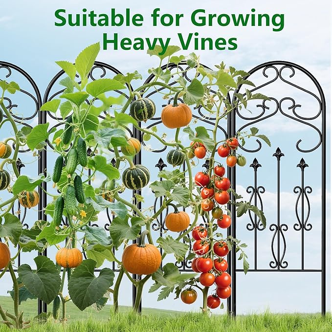 AMAGABELI Garden & Home 4 Pack 60" x 18" Metal Garden Trellis for Climbing Plants Outdoor Climbing Rose Trellis Rustproof Plant Vines Flower Vegetable Trellis for Potted Plants Support Black