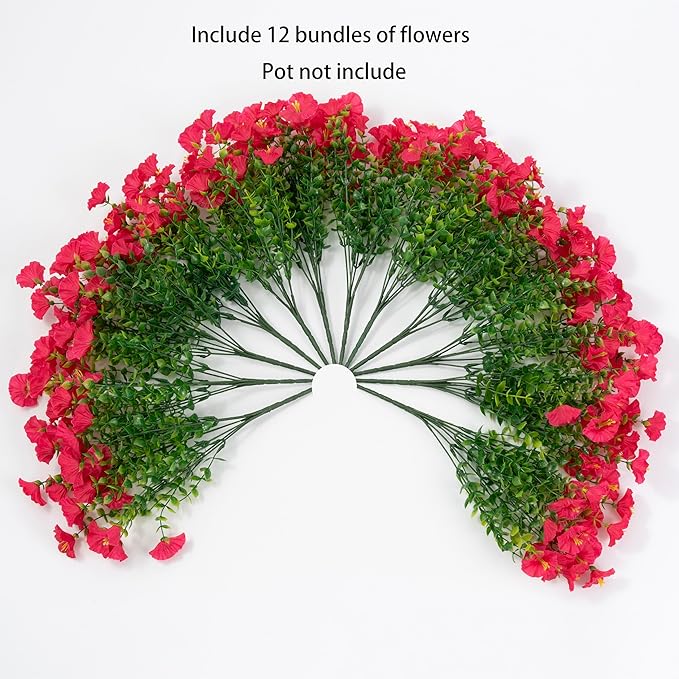 Artificial Flowers for Outdoor Indoor Garden Home Decoration, Faux Flower Daisy with Eucalyptus Leaves Fake Plants Greenery Boxwood Porch Patio, 12 Bundles