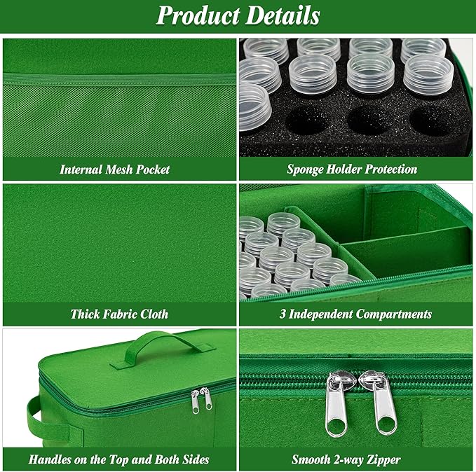 Seed Storage Organizer, 60 Slots Seed Saving Box, Thick Fabric Seed Bin 3 Compartment Seed Packet Container for Vegetable Flower Plants Garden