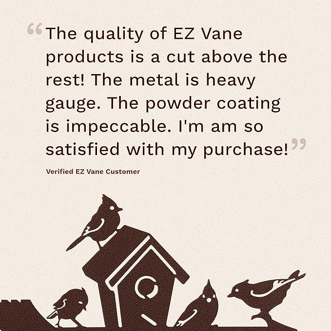 EZ Vane Birdhouse Weathervane — Post Mount, Wind Cups, Antique Copper Finish, Steel with Durable Triple Powder Coating, Handcrafted in USA
