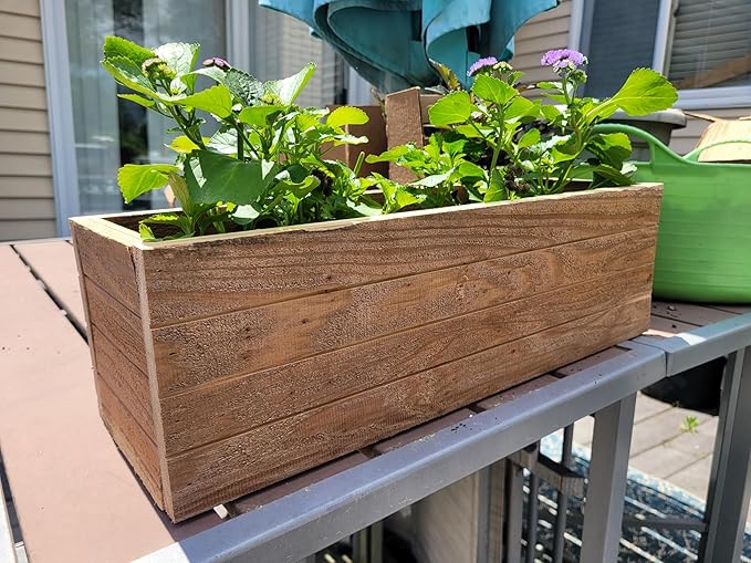 Handmade Cedar Wood Planter Box – Custom Small Indoor Outdoor Window Herb Box with Drainage Hole – Rustic Kitchen, Living Room, or Wedding Decor – Made in USA – Wood Flower or Plant Holder (32")