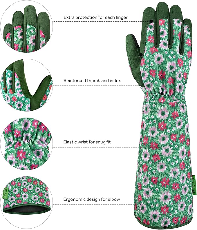 Gardening Gloves for Women,1 Pair of OIZEN Long Sleeve Thorn Proof Garden Gloves for yard, Gardening Gifts for Women (Medium)
