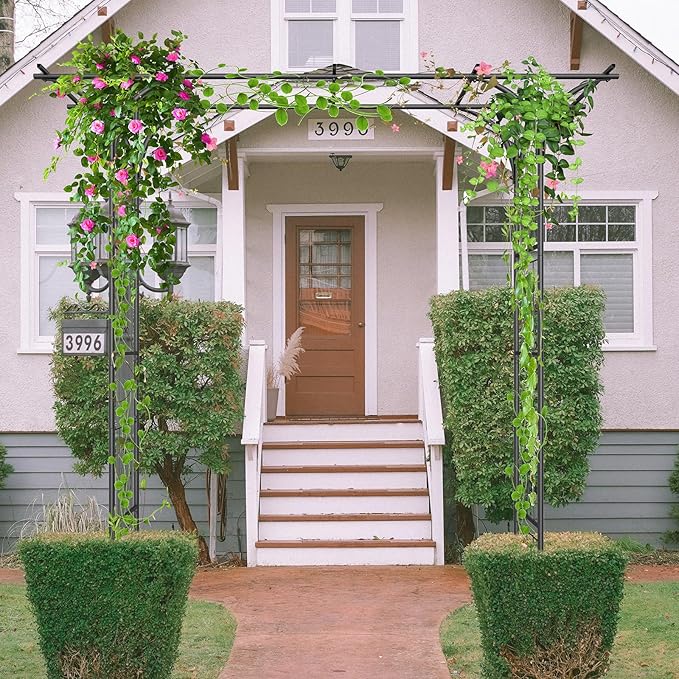 Garden Arch Trellis 7FT Wedding Arch Backdrop Stand,Metal Garden Arbor Trellis for Plant Climbing Outdoor, Plant Arch with Anchored Pile, Flower Arch Stand Balloon Decor,Archway Pergola