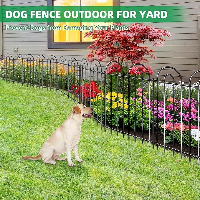 15 Panels Decorative Garden Fence, 32 in(H) X 30 ft(L) No Dig Dog Fence Outdoor for Yard, Rustproof Tall Metal Garden Fencing Animal Barrier with Ground Stakes, Temporary Fencing for Patio Outdoor
