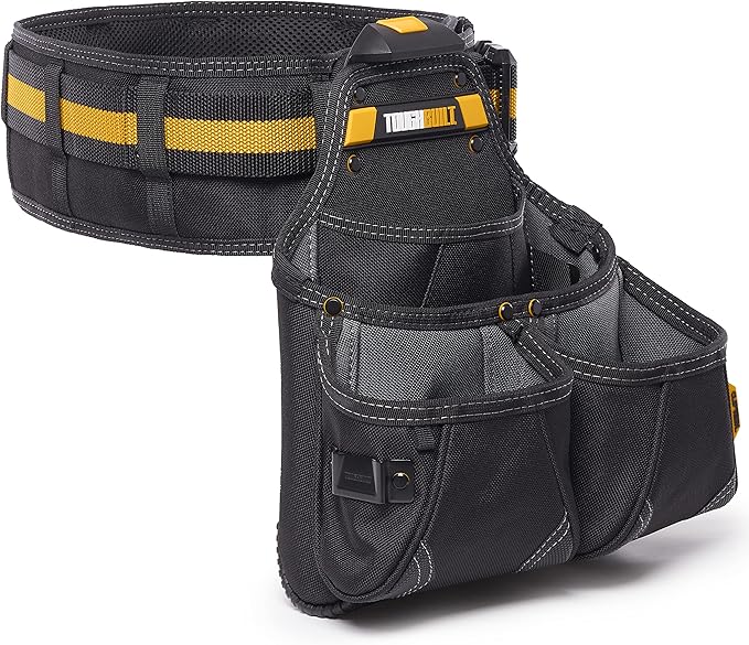 ToughBuilt ClipTech Series – 3-Piece Pro Framer Tool Belt Set, ClipTech™ Modular System with 2 Professional Pouches and Padded Belt, 1680D Heavy-Duty Construction (TB-CT-102-3P)