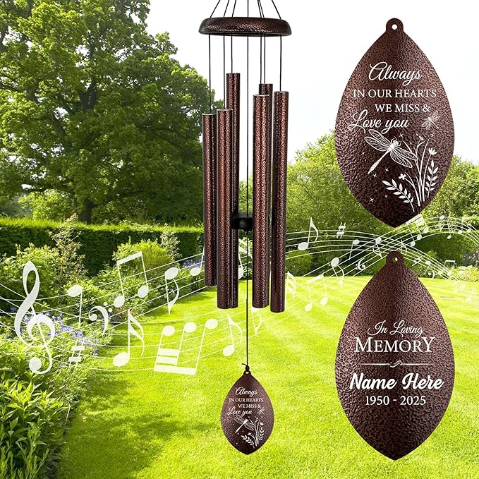 ASTARIN Personalized Sympathy Wind Chime, Deep Tone Wind Chimes for Outside, Sympathy Gifts for Loss of Mom, Bereavement Gifts for Funeral/Condolences/Memorial
