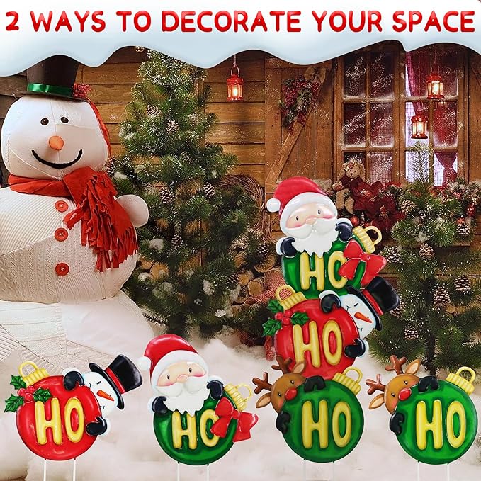 Christmas Outdoor Decoration, Courtyard Garden Wooden Stake Outdoor Decoration, Courtyard Gift Christmas Element Colorful Ball Fun Stacking Wooden Stake, Lawn