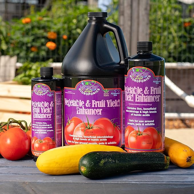 Microbe Life Hydroponics Fruit and Vegetable Plant Growth Yield Enhancer, Plant Nutrients for Better Growth and Yield, Use with Any Feeding Systems Including Hydroponics or Soil, 1 Gallon