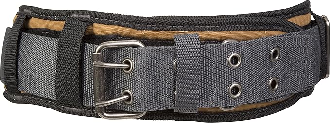 Dickies Heavy-Duty Padded Work Belt for Contractors, Double-Tongue Roller Buckle, Adjustable, 5-inch Width, Holds Most Tool Belt Pouches, Grey/Tan