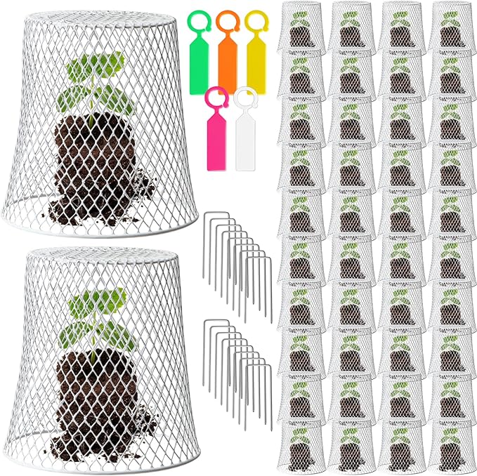 40 Pcs 9 inch Chicken Wire Plant Covers Bulk,Wire Garden Cloches Chicken Wire Cloche Plant Protector Metal Heavy Duty Garden Plant Cloche for Keeping Bunnies Chicken Squirrels Birds Other Out