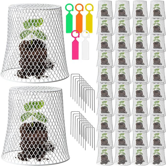 40 Pcs 9 inch Chicken Wire Plant Covers Bulk,Wire Garden Cloches Chicken Wire Cloche Plant Protector Metal Heavy Duty Garden Plant Cloche for Keeping Bunnies Chicken Squirrels Birds Other Out