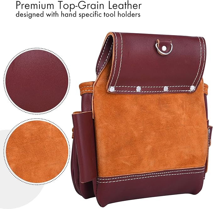 FUERI Leather Tool Belt Bags Pouches Heavy Duty for Men Construction Carpenter Electrician Framer Women Iron Worker