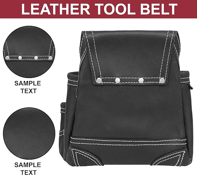 FUERI Leather Tool Belt with Dual Hammer Holster Tool Pouches Heavy Duty For Men Construction Carpenters Electricians Framers Ironworkers Garden Women