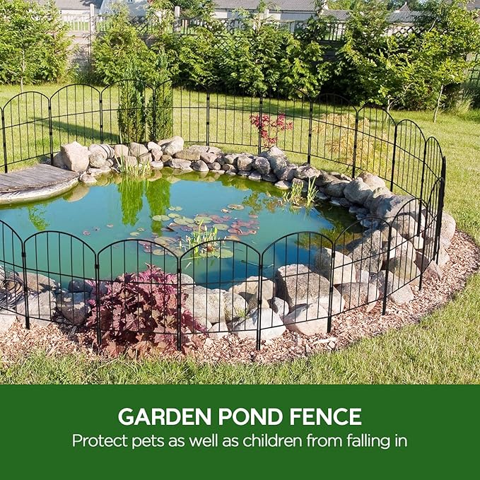 Goovilla Garden Fence, Total 20ft(L) x 24in(H) Garden Fencing Animal Barrier, 19 Pcs Rustproof Metal Fence Panels, Black No Dig Fence, Decorative Garden Fences and Borders for Dogs, Flower Bed, Patio
