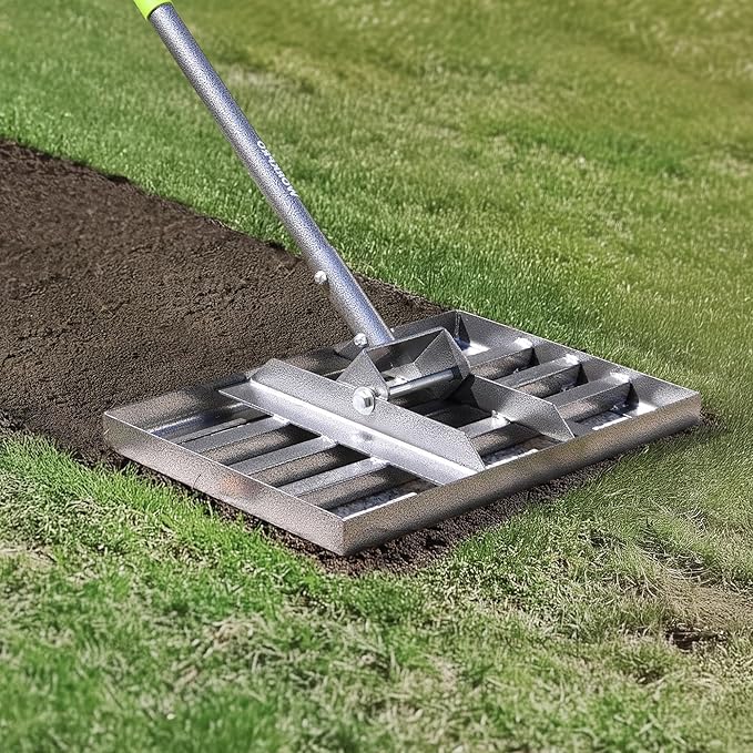 WORKPRO Lawn Leveling Rake, Heavy Duty Leveling Rake with 17” x 10” Ground Plate, Yard Leveling Rakes with 6FT Adjustable Handle, Metal Lawn Leveler for Garden, Backyard, Golf Course, Farm, Pasture