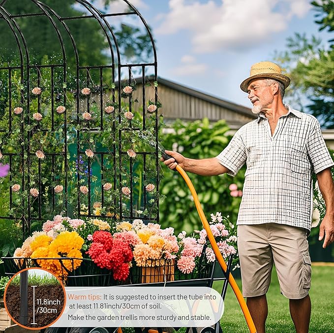 Garden Arch, 94.5’’x59.1’’ Arbor Trellis, Garden Arch Trellis for Climbing Plants Outdoor, Arbor for Flower, Climbing Vine Vegetable, Fruit and Lawn(Black)