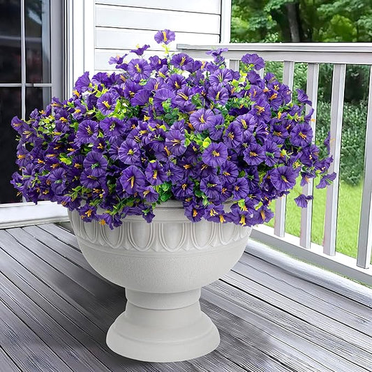 Artificial Flowers for Outdoor Indoor Garden Home Decoration, Faux Flower Daisy with Eucalyptus Leaves Fake Plants Greenery Boxwood Porch Patio, 12 Bundles