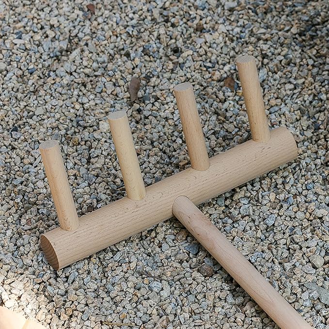 Outdoor Zen Garden Rake Large - Japanese Rock Sand Garden Zen Rake Tool Accessories - Full Size 48" Long 4 Tines Solid Beech Wooden
