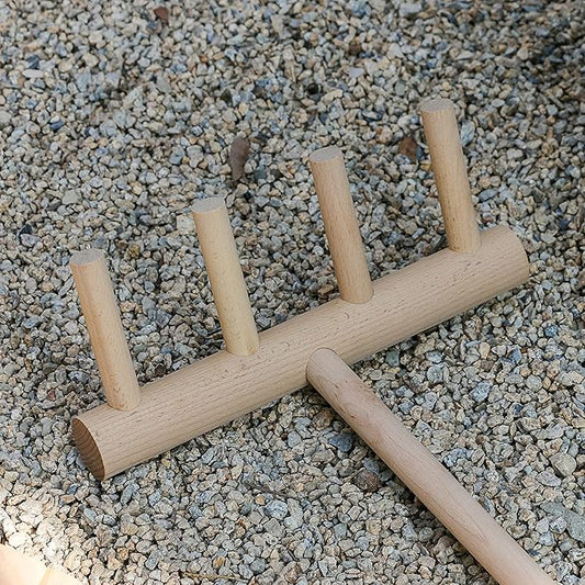 Outdoor Zen Garden Rake Large - Japanese Rock Sand Garden Zen Rake Tool Accessories - Full Size 48" Long 4 Tines Solid Beech Wooden