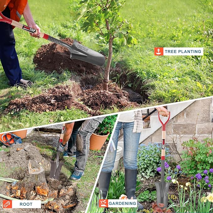Digging Spade and Shovel - Drain, Transplanting, Trenching - 44 Inch Blade