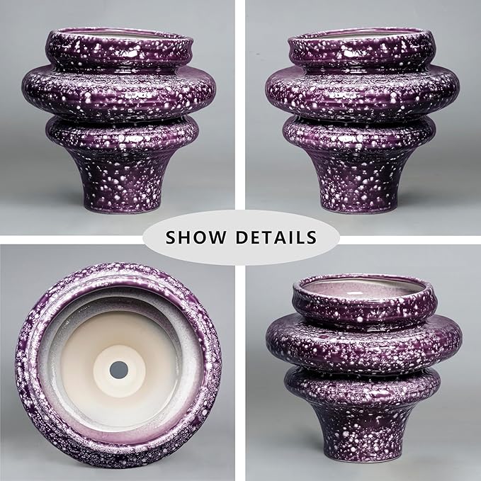 Ceramic Plant Pots - 11 Inch Ceramic Planters for Indoor Outdoor Plants, Large Unique Flower Pots with Drainage Hole, Decorative Planters, Home Decor, Plants Lover Gifts, Purple