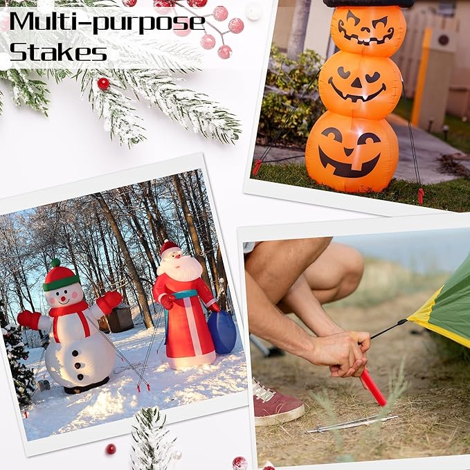 Aodaer 16 Pieces Plastic Inflatable Stakes 8.8 Inch Christmas Halloween Yard Stakes Heavy Duty Anchor Replacement Inflatable Accessories for Garden Outdoor Inflatable Decorations, Red